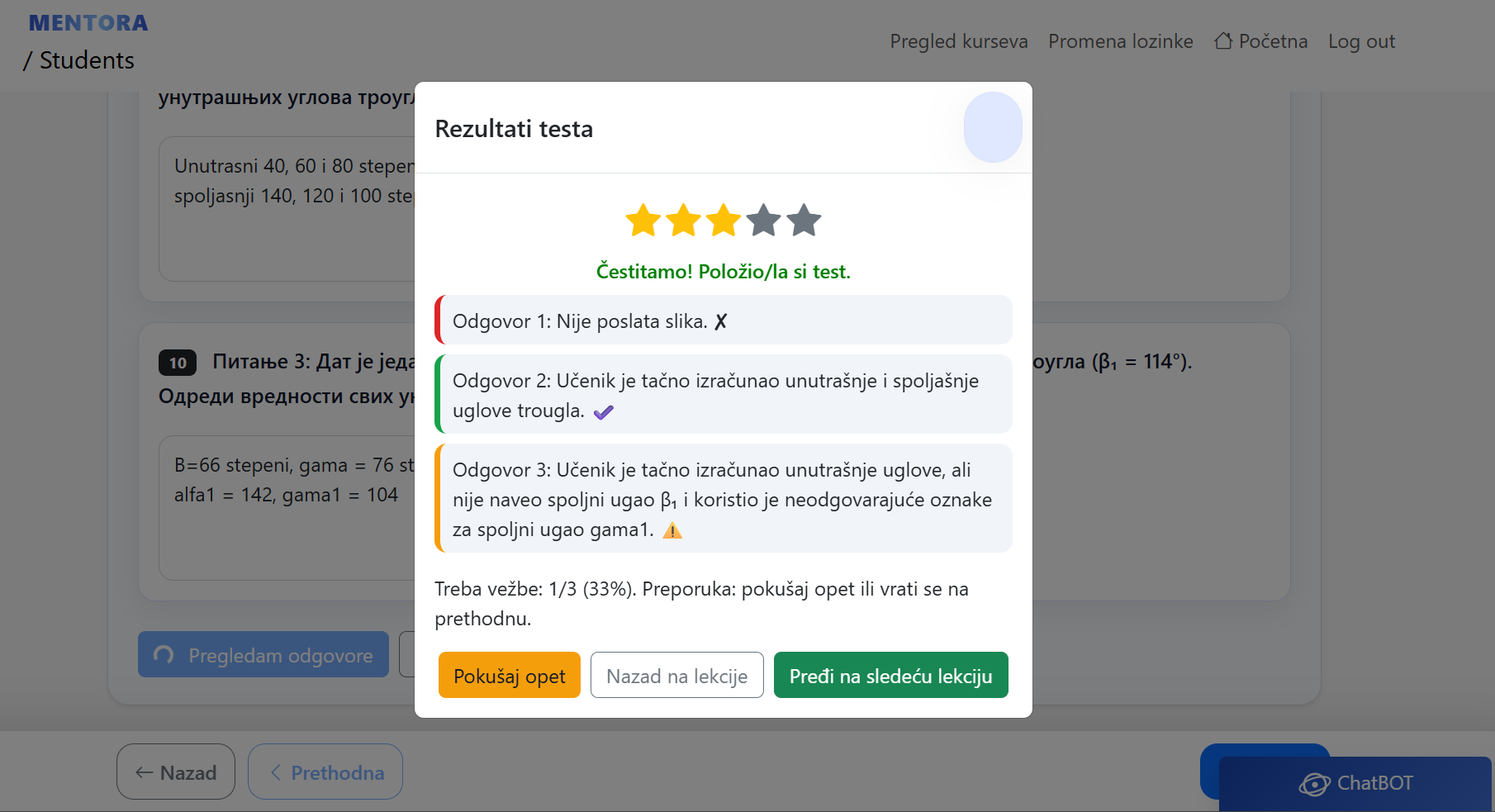 Mentora — Rezultat testa i preporuka